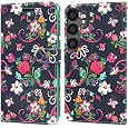 CoverON Pouch for Samsung Galaxy S23 FE Wallet Case for Women, RFID Blocking Flip Folio Stand Vegan Leather Floral Cover Sleeve Card Slot Fit Galaxy S23 FE 5G / S23 Fan Edition Phone Case - Flower
