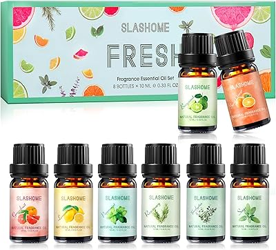 Fresh Essential Oils Set - 8 Pack Pure Aromatherapy Oils for Diffuser, Home Scents for Candle & Soap Making, Humidifier, Gift Set for Men & Women | Lemon, Peppermint, Rosemary, Eucalyptus & More