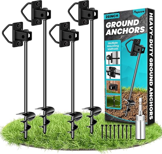 Ground Anchors Screw in, Multi-Purpose Trampoline Stakes Heavy Duty