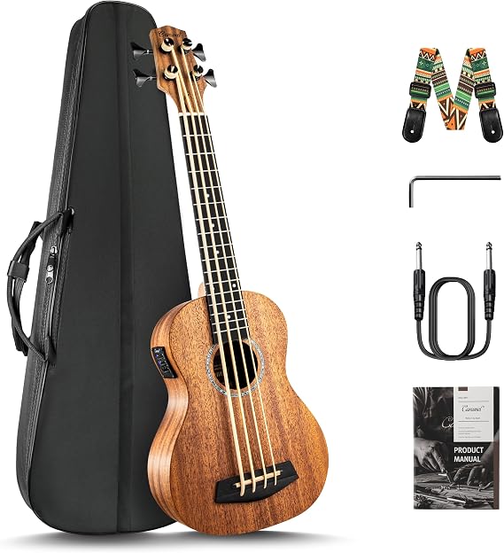Caramel CUB402 Electric 30inch All Solid Wood Mahogany Ukulele Bass