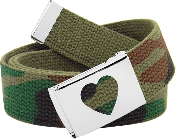 Build A Belt Women's 1.25" Wide Heart Silver Flip Top Belt