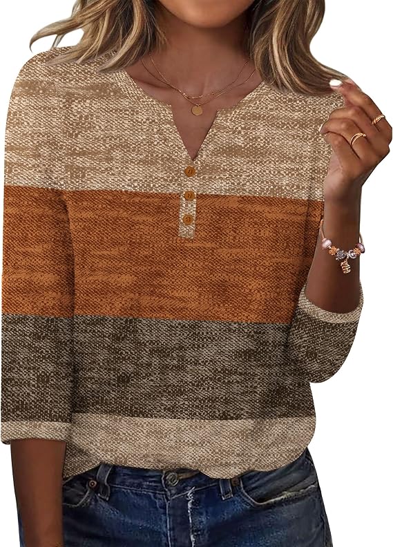 Zeagoo 3/4 Length Sleeve Womens Tops Casual Dressy Summer Fall Shirts
