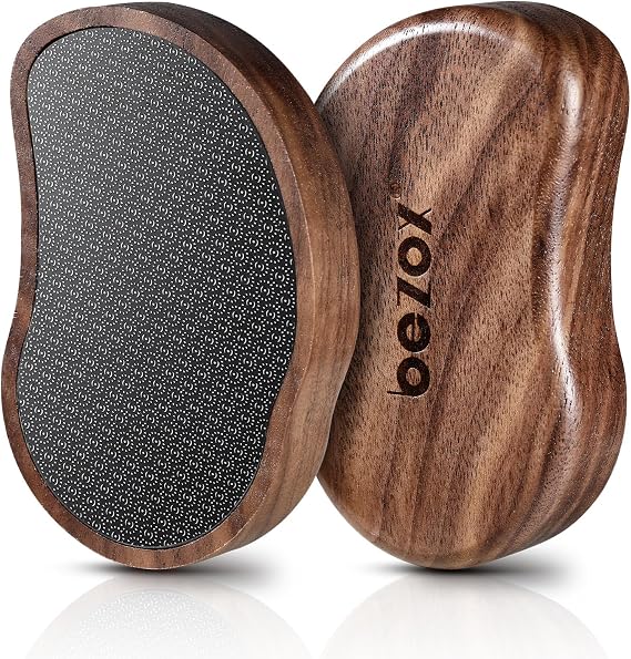 BEZOX Glass Foot File - Nano-Glass Pumice Stone Foot Scrubber, Heel File Callus Remover for Silky Smooth Feet, Portable Pedicure Tool for Summer & Vacation - Walnut Wood Handled