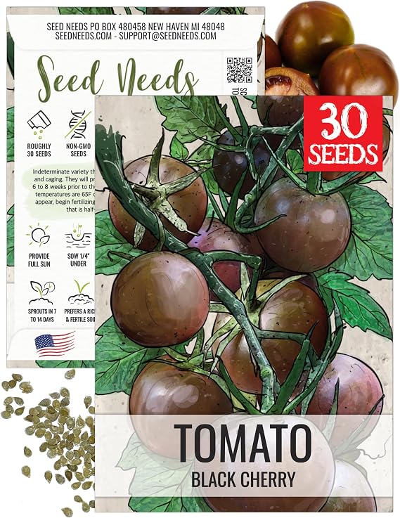 Seed Needs Black Cherry Tomato Seeds to Plant Heirloom & Non-GMO 1 Pack