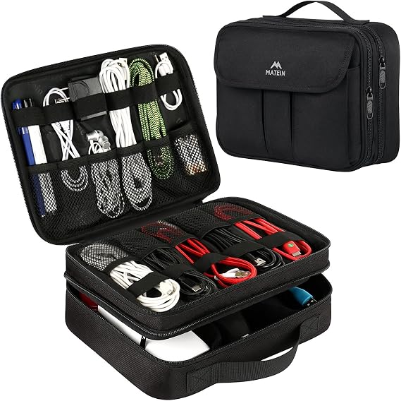 MATEIN Electronics Organizer, Waterproof Travel Electronic Case, Black