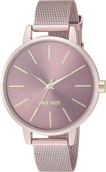 Nine West Women's NW/2280PKPK Pink Mesh Bracelet Watch