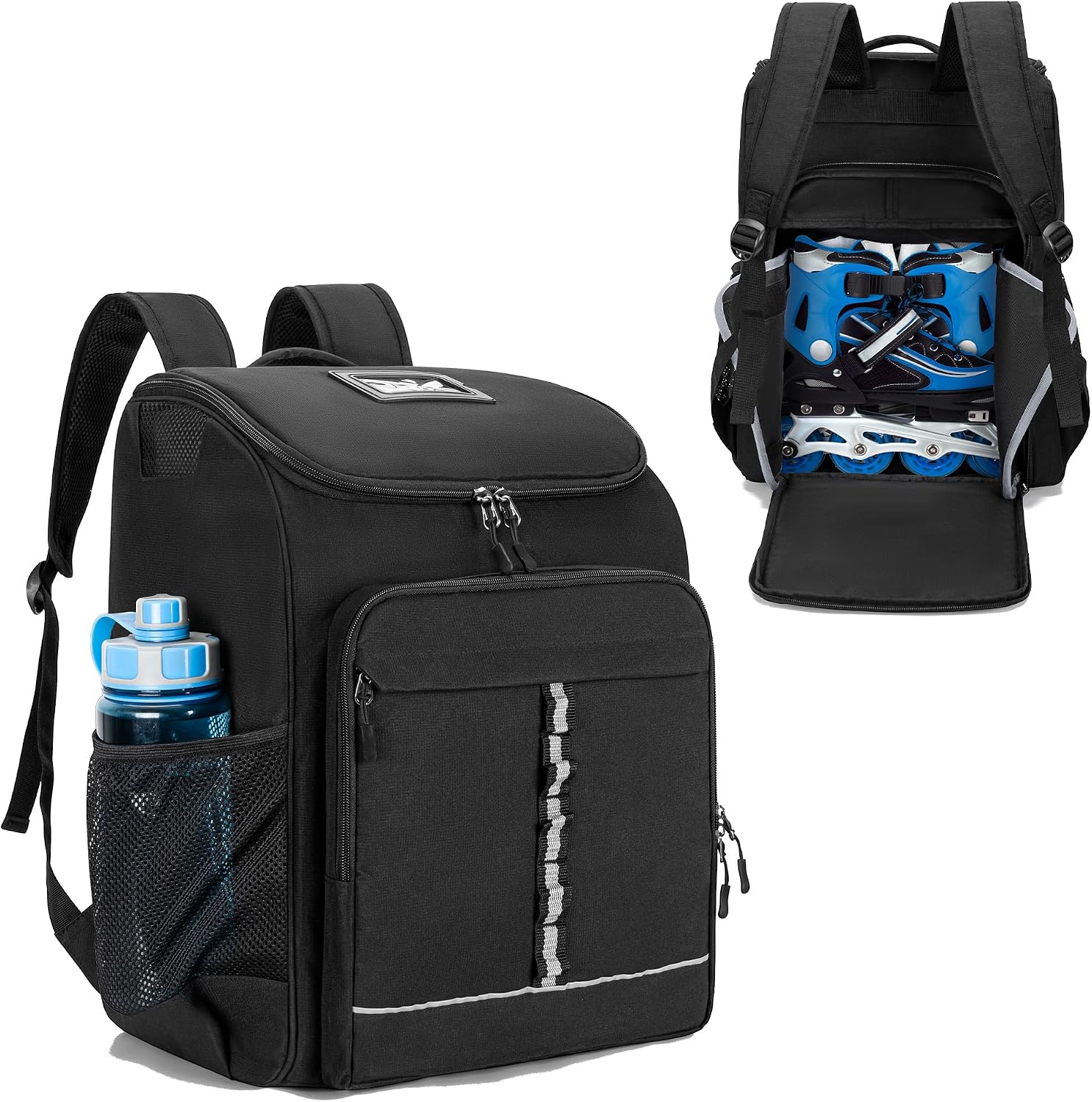 Roller Skate Bag, Fits Shoes up to US Men's Size 13, Ice Skate Backpack with Top Helmet Bag