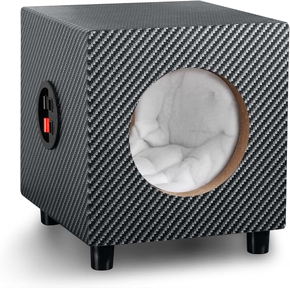 5 Inch Speaker Enclosure with Sound-Absorbing Cotton & Speaker Spikes Pads Mat, Empty Car Audio Enclosures, Carpet Enclosure Unloaded Box