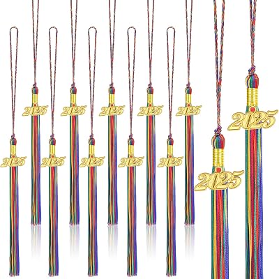 JULMELON 20Pcs Graduation Tassels Academic Graduation Cap Hat Tassel with 2026 Gold Charm for 2026 Graduation Ceremonies Accessories Rainbow Color