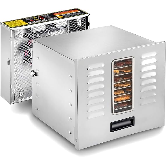 STX International Dehydra 1200W-XLS Food Dehydrator | Commercial Stainless Steel | Digital Controls | 10 Trays | 2 Food-Safe Mats | 1200 Watts | 97165F Temperature Range | 15-Hour Timer | Jerky Safe