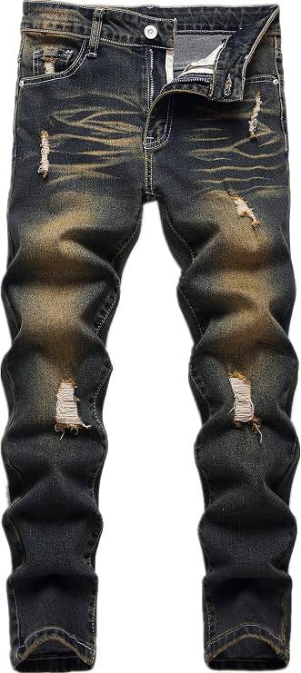 Boy's Skinny Fit Ripped Distressed Stretch Washed Fashion Kids Denim Jeans Pants