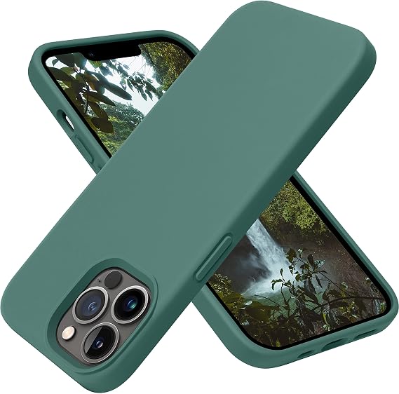 OTOFLY iPhone 13 Pro Max ケース - シリコン 耐衝撃 スリム 薄型 スマホケース iPhone 13 Pro Max 6.7インチ用 ミッドナイトグリーン