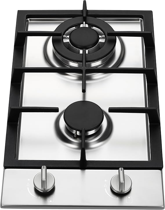 Ramblewood GC2-37P (LPG/Propane Gas) high efficiency 2 burner gas cooktop, ETL Safety Certified..