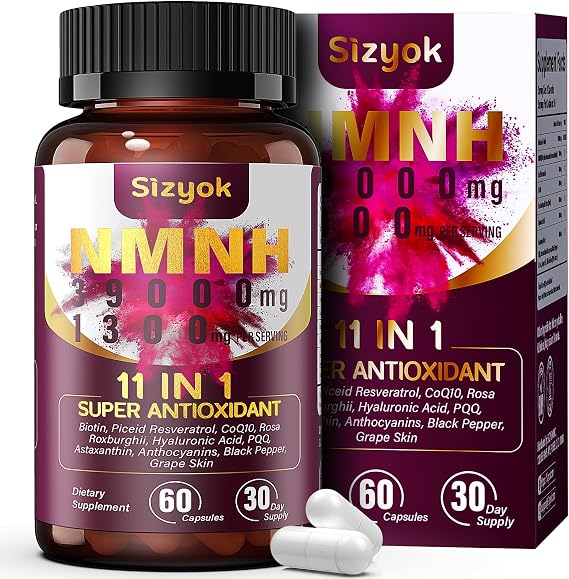 11-IN-1 NMNH (Dihydronicotinamide Mononucleotide), 600mg per Serving, NAD+ Supplement with Resveratrol, CoQ10 to Support NAD+ Levels, NMNH Supplement for Anti-Aging, 60 Count, 30 Day Supply-117