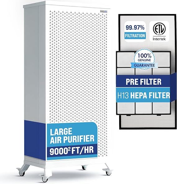 Smart Air (aka Smart Health) Blast MKII Air Purifier Cleans 4,500 Sq Ft/30 Mins, 29-43 dBAIndustrial - Grade H13 HEPA Purifier for Home, Office, Pets, Allergies, Dust, Mold & Smoke