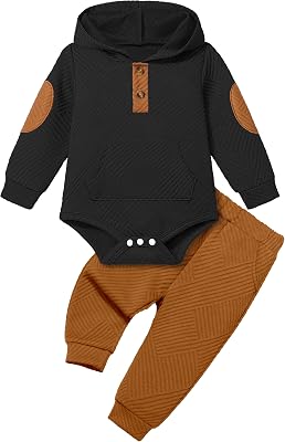 Fommy Baby Boy Clothes Colorblocked Long Sleeve Hoodie  Long Pants 2PCS Fall Winter Outfits Set