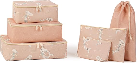 Ocean Home Textile 6-Piece Kids Room Mermaid Suitcase Organizer Set