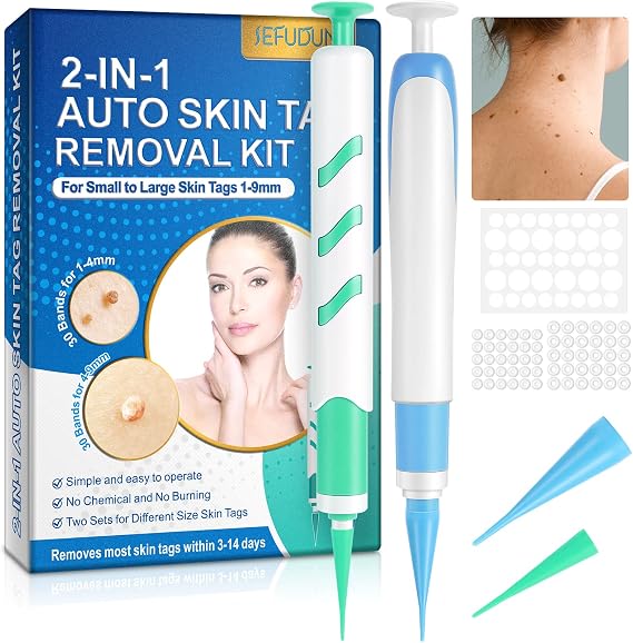 Skin Tag Removal - Auto Wart Tag Remover Pen Kit, Skin - Tag - Removal,Indore Auto Skin Tag Remover, 2 in 1 Eliminate Fibrome Pendulums 1-9 Mm, Remove Most Skin Tags Within 3-14 Days