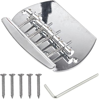 1Pcs Yootones 4-String Bass Bridge Compatible with Music Man Style Bass Replacement Silver