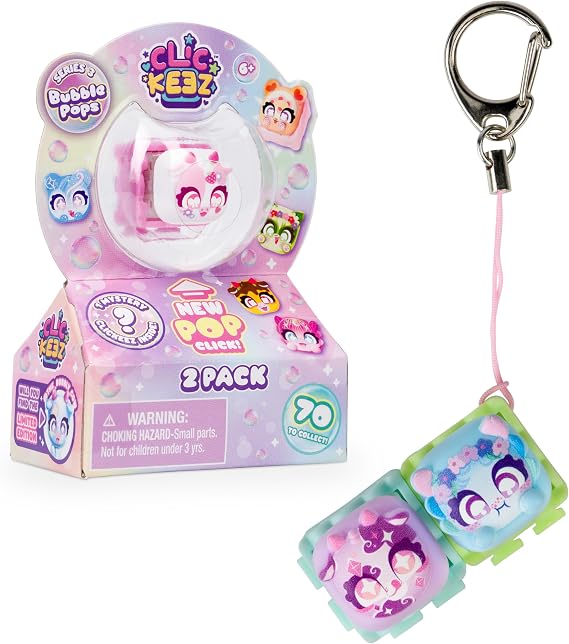 Clickeez Series 3 Bubble Pops 2-Pack | 2 Collectible Character Keyboard Keys Click and Clack | Create Your Own Keychain | Ages 6+