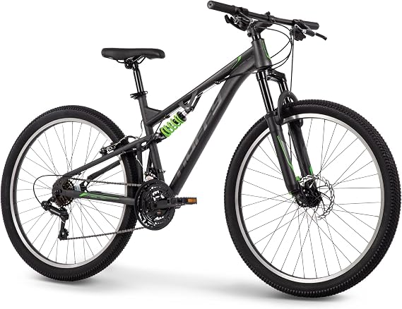 Huffy Marker 24"/26 Full Suspension Mountain Bike, 21-Speeds, Responsive Twist Shifting, Shimano Derailleur, Comfort Saddle, Adjustable Seat, Knobby Tires, Multiple Colors, Men/Women