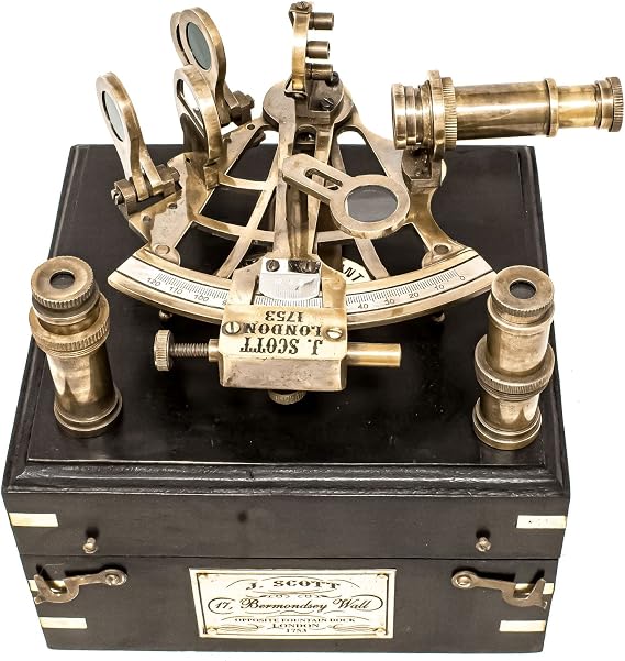 Maritime Antiques Marine Captain Sextant Working Astrolabe Instrument Ship Sextant Marine Pirate Gift with Box
