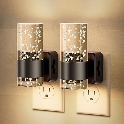 JandCase Night Light, Night Lights Plug into Wall,2 Pack 3000K LED Nightlight with 0-100LM Adjustable Brightness, Automatic Night Light Plug in with Light Sensor for Bathroom Hallway Christmas Gifts