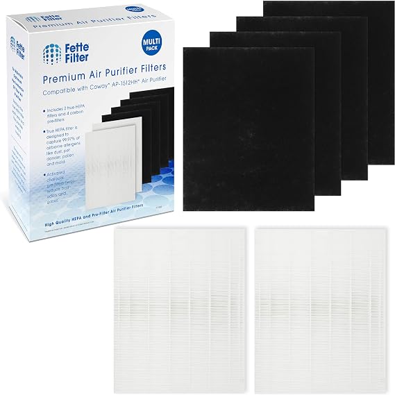Fette Filter - 2 Hepa with 4 Pre Filter 200M / AP-1512HH Premium H13 True Hepa Filter Set Compaible with Coway AP-1512HH AP1512HH AP-1512HH-FP Airmega 200M AP-1518R 200M(W) # 3304899
