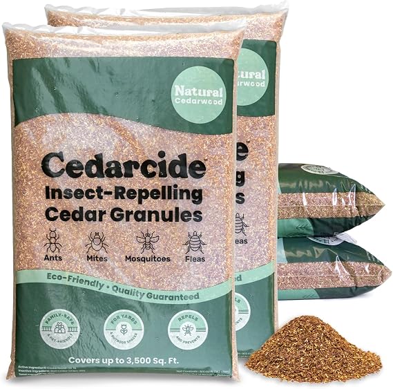 Cedarcide Lawn, Home & Garden Cedar Granules | Repels Ants & Mosquitoes | Smells Great, Easy to Use | Family & Pet Safe | 4 Bags (32 Lbs)