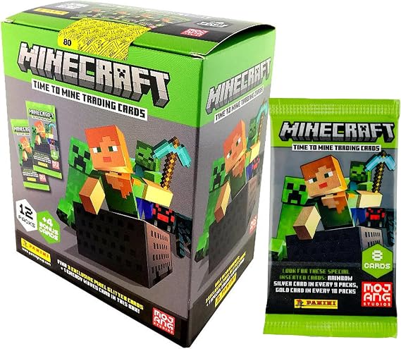 Panini Minecraft Mega Box Official Trading Cards, 72 Cards per Box, Exclusive Foil Parallels, Rare Inserts, Great Gift for Kids & Gamers