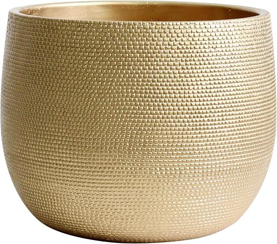 Olly & Rose Barcelona Ceramic Plant Pot - Flower Pots - Plant Pots Indoor & Outdoor Planters (Gold, 25cm)