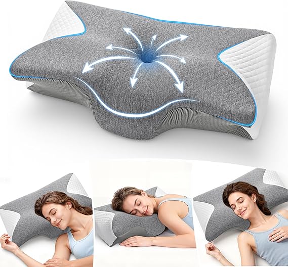 A-Pce Ergonomic Memory Foam Pillow, Cervical Pillow for Neck Support, Grey
