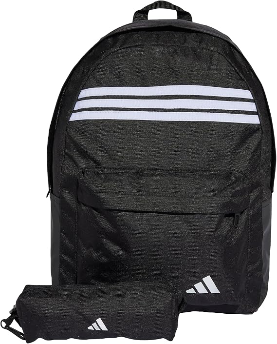 adidas Unisex Classic Unisex 3 Stripes Horizontal Backpack, Black/White/White, One size