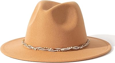 Lisianthus Classic Womens Fedora Hat Wide Brim Panama Dress Hat with Shiny Belt