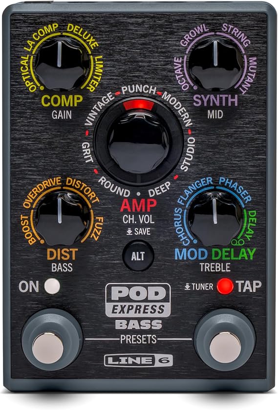 Line 6 POD Express Bass Amp & Effects Processor with 7 Amp Models, 16 Effect Models, 21 Presets and Simple Controls, Ultra-Portable Lightweight Design