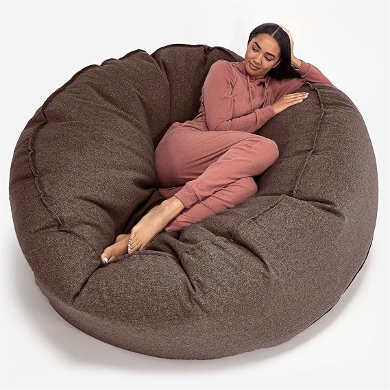 Lounge Pug Mega Mammoth Giant Bean Bag Sofa Massive Size - Faux Wool Brown - Extra Large Beanbag - Living Room Bean Bags for Adults