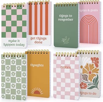 ZICOTO Aesthetic Pocket Notebooks Set Of 8 - Small 3x5 Spiral Notepads With Lined Pages For Women - The Perfect Little Mini Pads to Stay Organized and Boost Productivity at Work or School