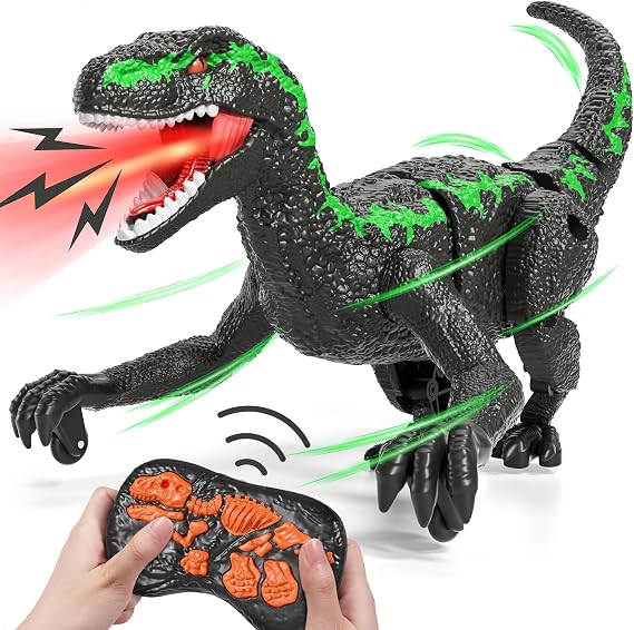 Bennol Remote Control Dinosaur Toys for Kids 3-5 5-7, One-Key Demo Simulator Jurassic Velociraptor Dino Toys for Kids Boys with Light & Sounds, Dinosaur Toy Gifts for 3 4 5 6 7 8 Years Old Boys