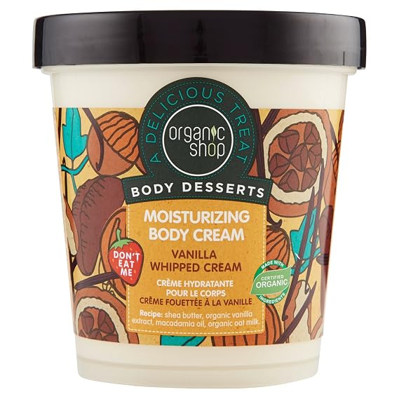Organic Shop Body Desserts Vanilla Whipped Moisturizing Body Cream, 450 ml