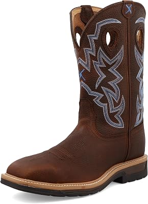 Twisted X Mens 12 Western Work Boot, Square Toe Steel Toe, Brown Pebble & Brown Pebble, 13 EE