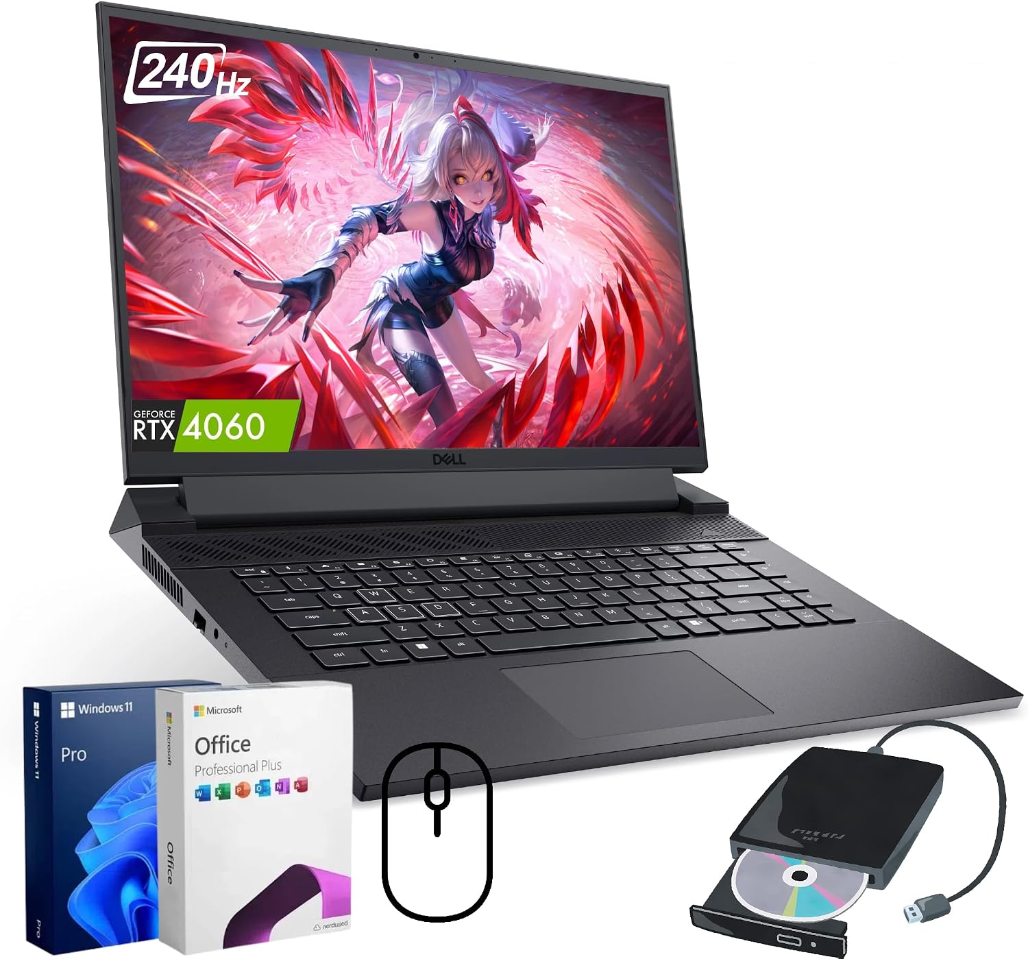 Dell G16 7630 Gaming Laptop, Intel 24-Core i9-13900HX, NVIDIA GeForce RTX 4070, 64 GB RAM  4 TB SSD, 16 QHD 240Hz Display, Backlit Keyboard, Windows 11 Pro  MS Office Pro, WExternal DVD Drive