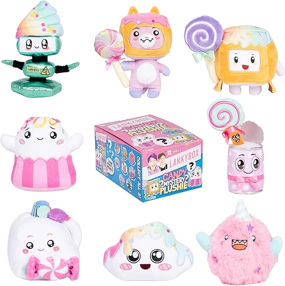 LankyBox Mystery Plush, Candy Collection, Collectible Blind Box Mini Plush, Officially Licensed LankyBox Merch, One Supplied Styles May Vary