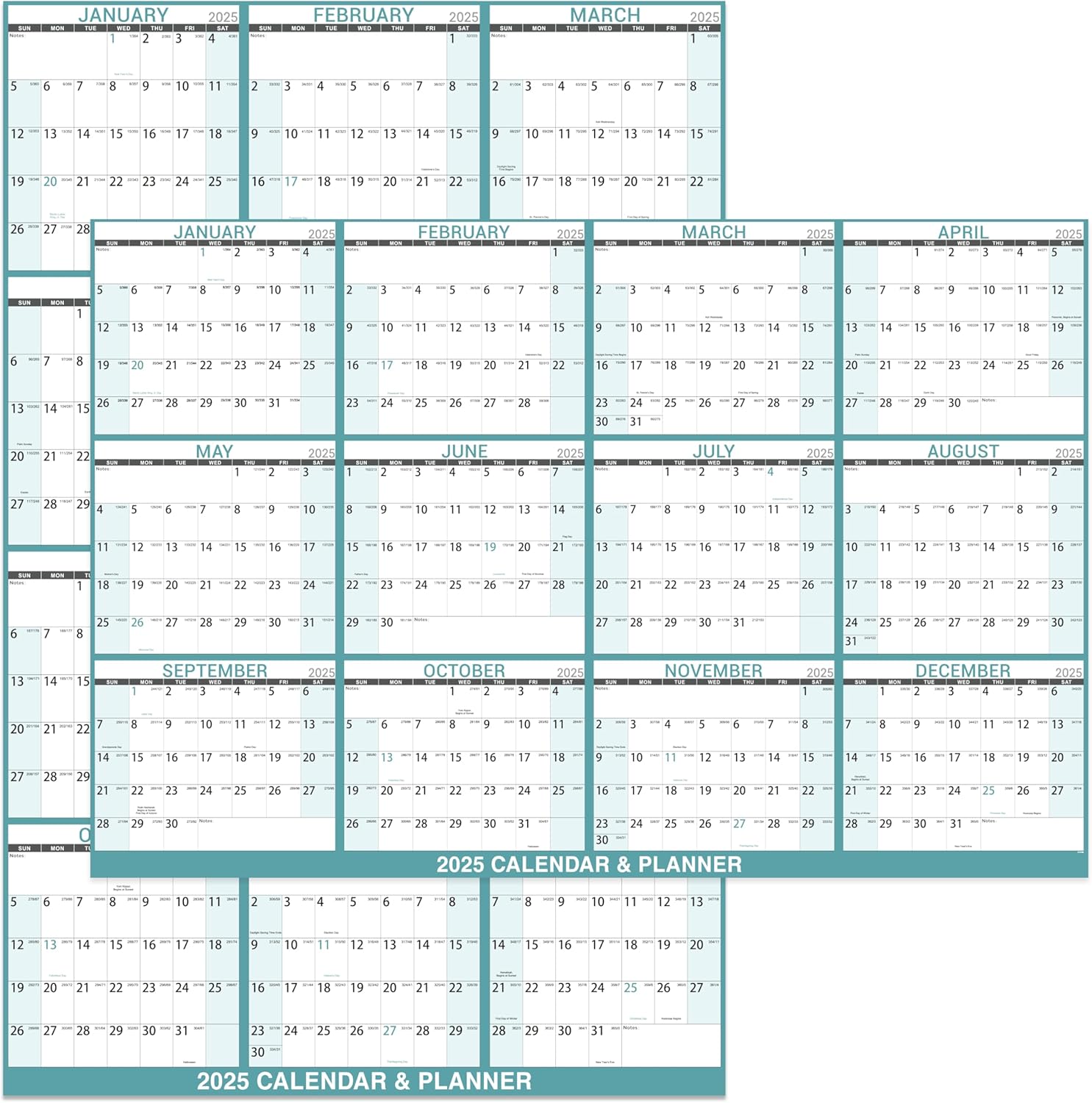 2025 Dry Erase Calendar - Large Yearly Calendar for Wall, 32 x 48 Laminated Erasable Calendars 2025 with Large Blocks, HorizontalVertical, Great for Office, School, Home