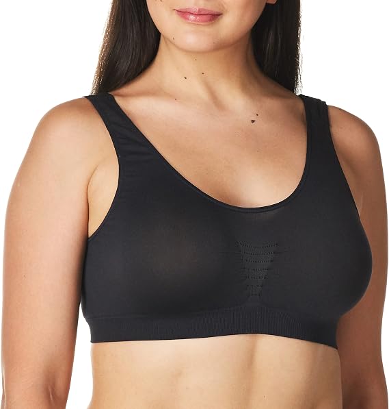 Bali Women's Microfiber Bralette Pack, Comfort Revolution Seamless T-Shirt Bra, Crop Top Bralette, 2-Pack