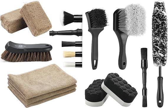 Car Interior, Wheels & Rims Detailing Pro Set, Scratch-Free, Ultra-Soft Brushes and Microfiber Applicators