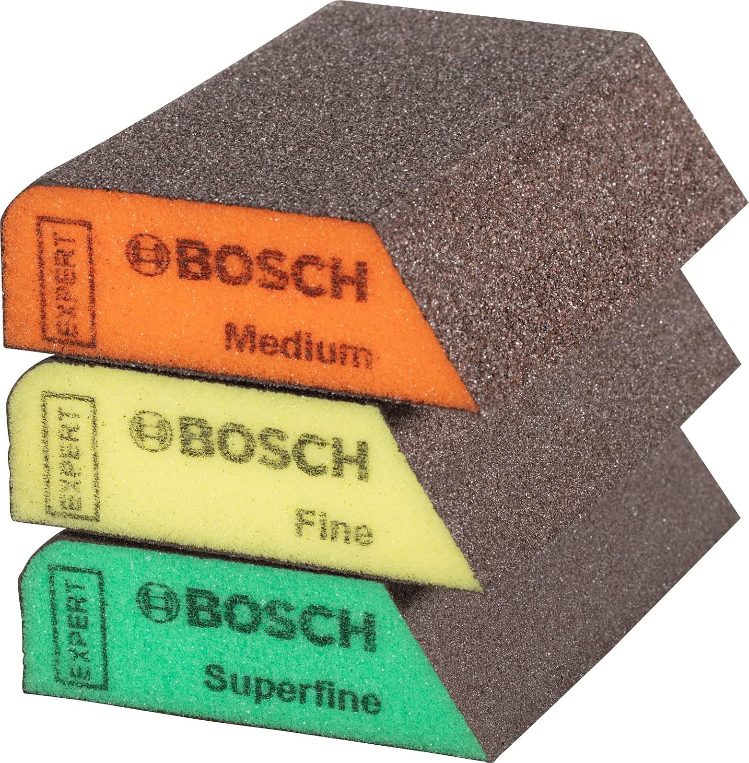 Bosch 3 x Expert S470 Combi Sanding Sponges (For Paint on Wood, Soft Wood, Ø 69 x 97 x 26 mm, Medium/Thin/Super Thin, Professional Accessory Hand Sanding)