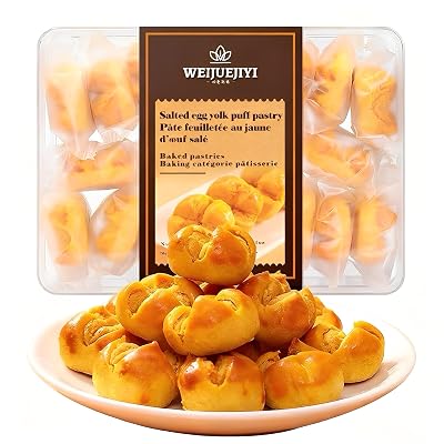 Handmade Salted Egg Yolk Pastry 230g8.11oz 18 Pieces Traditional Flavor Ready-to-Eat, Individual Packaging, Casual Snack, Family Sharing Set