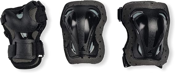 Rollerblade Skategear Junior 3 Pack Protective Gear, Knee Pads, Elbow Pads and Wrist Guards, Multi Sport Protection,Youth, Black