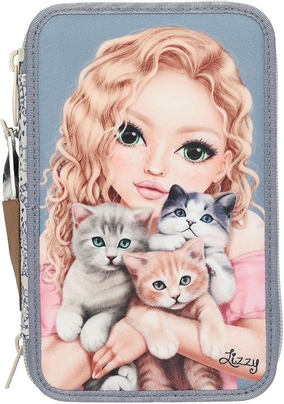 Depesche TOPModel 3 Compartment Pencil Case, Cat Love Gifts for Girls, Multicolor, TOPModel Cat Love, Multicolor, TOPModel Cat Love