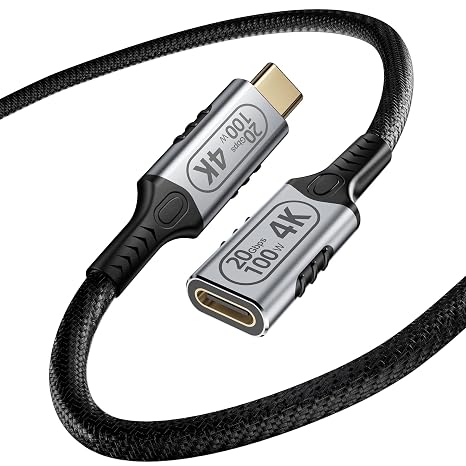 USB C Extension Cable Short 2ft, 100W Charging USB c 3.2 Extension Cable, high Speed 20gbps Data Transfer/4K Video usbc Female to usbc Male Compatible